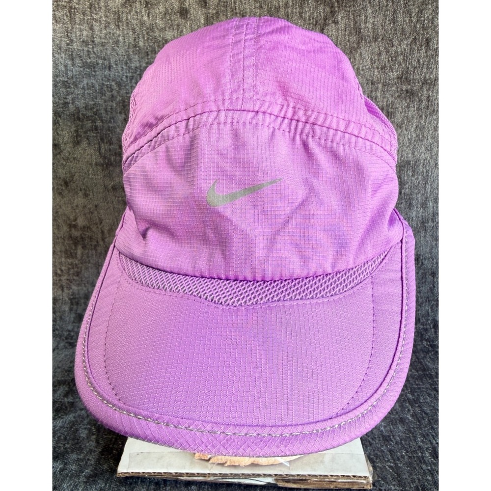 Nike Hat Cap Strap Back Purple Daybreak Panel Dri Fit Running Athletic Reflectiv